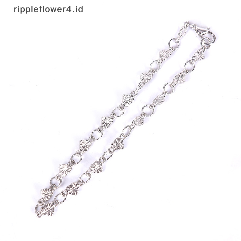 {rippleflower4.id} Wanita Hati Rantai Link Gelang Gelang Perak Pesona Cuff Bangle Perhiasan Hadiah~