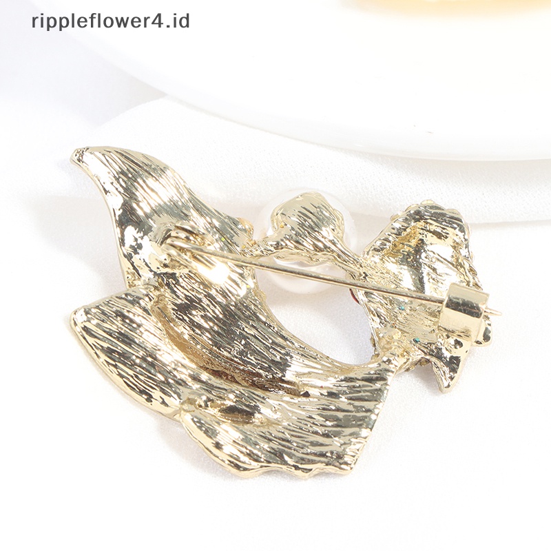 {rippleflower4.id} 1pc Kristal Berlian Imitasi Ikan Mas Bros Wanita Brooch Pin Aksesoris Baju~