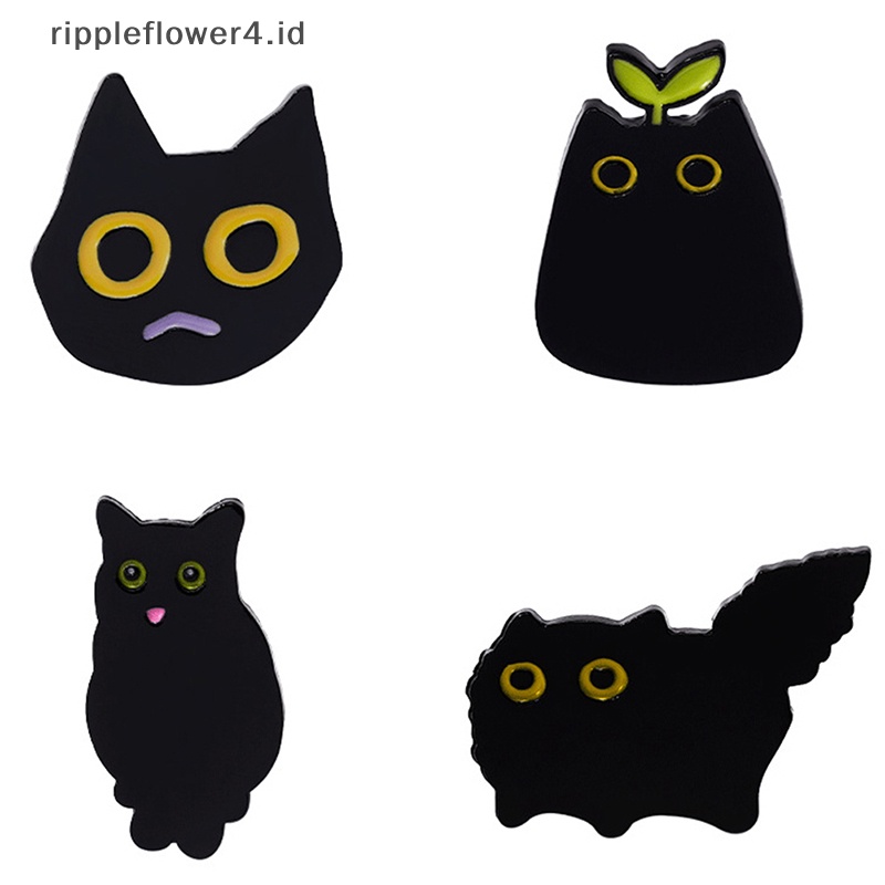 {rippleflower4.id} Kecil Gaya Punk Seri Gelap Anakan Kucing Hitam Logam Enamel Bros Kartun Hewan Kecil Yang Lucu Lencana Pin Aksesoris Ransel~