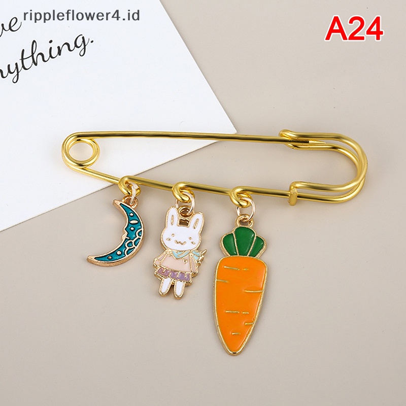 {rippleflower4.id} Perhiasan Bros Gesper Pin Alice Rabbit Bros Pin Wanita Peniti~