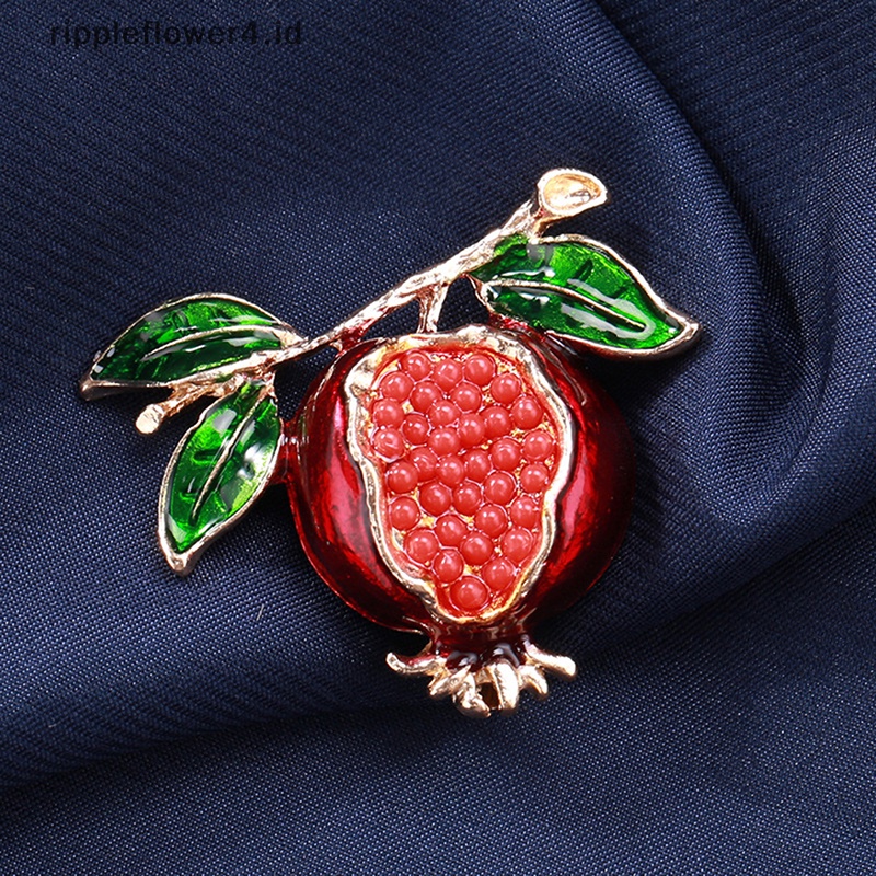 {rippleflower4.id} Trendy Klasik Wanita Bros Romantis Delima Bros Kerah Pin Aksesoris Hadiah Mantel Pakaian Pin Perhiasan Hadiah~