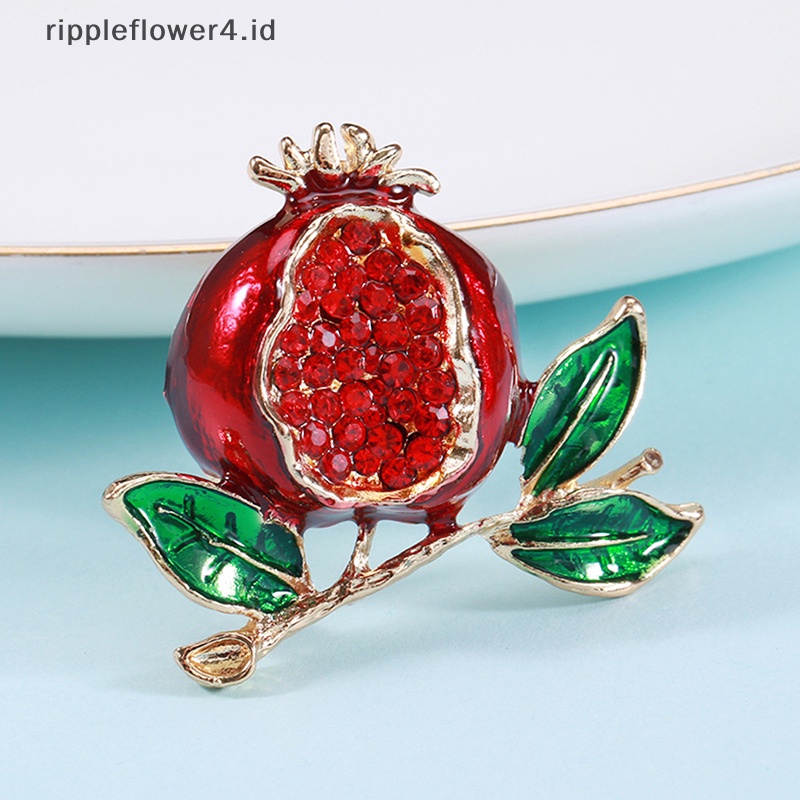 {rippleflower4.id} Trendy Klasik Wanita Bros Romantis Delima Bros Kerah Pin Aksesoris Hadiah Mantel Pakaian Pin Perhiasan Hadiah~