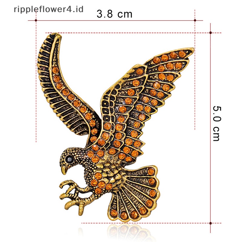 {rippleflower4.id} Perhiasan Vintage Flying Eagle Bros Korsase Pria Jas Syal Klip Kristal Kerah Pin Hadiah Perhiasan Wanita Lady Sweater Topi Gesper~