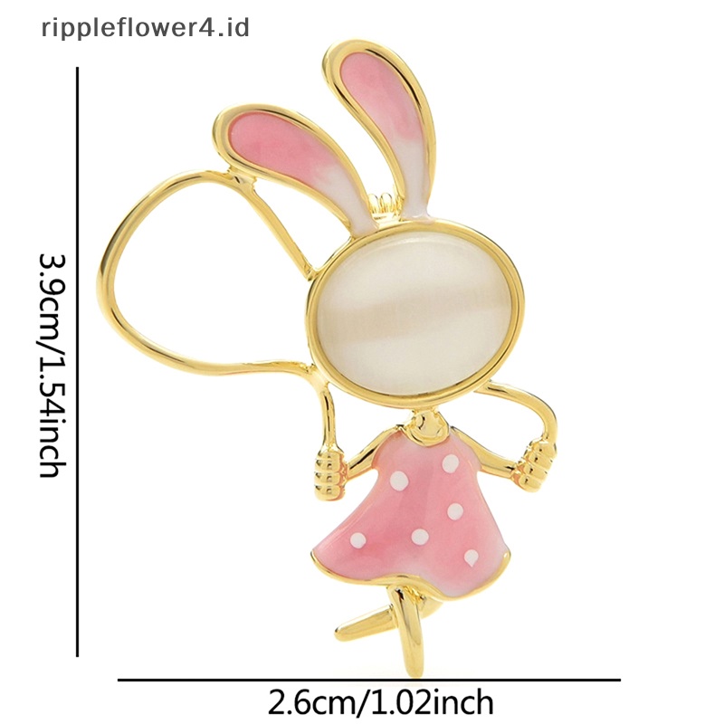 {rippleflower4.id} Retro Skipping Rope Rabbit Bros Untuk Wanita Pakaian Mantel Enamel Hewan Bros Pin Hadiah~