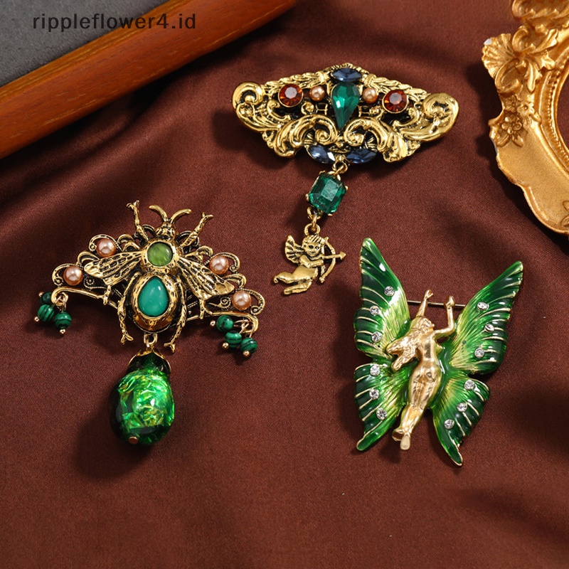 {rippleflower4.id} Elegan Vintage Logam Kupu-Kupu Berlian Imitasi Bros Pin Untuk Wanita Pria Kerah Pakaian Aksesoris Jas Syal Klip Perhiasan Hadiah~