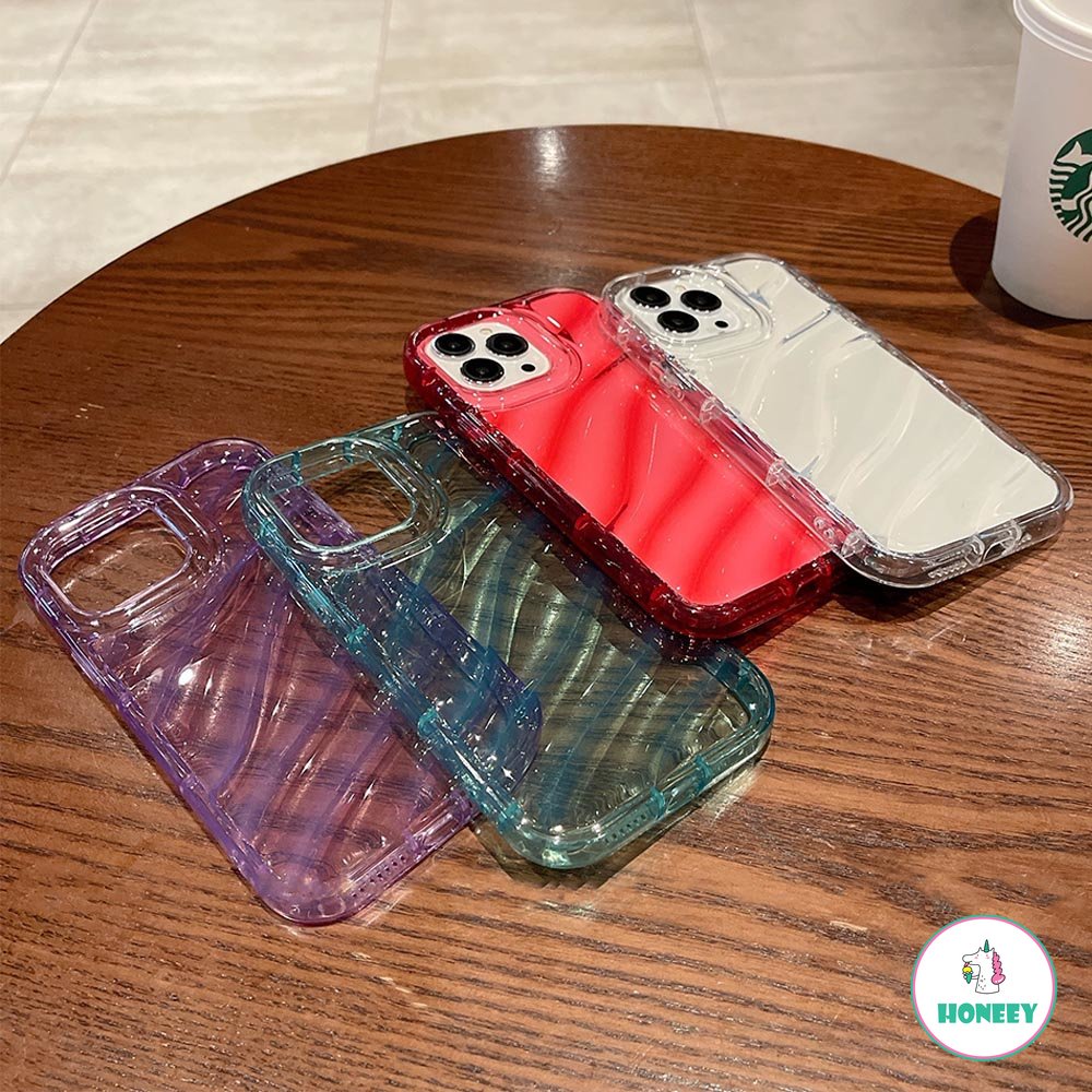 IPHONE Casing Tekstur Gelombang Fashion Untuk Iphone11 12 13 14 Pro Max XR X XS Max Transparan Shockproof Lembut TPU Penutup Belakang