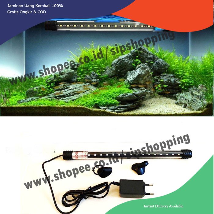 lampu aquarium 40 cm, lampu aquarium ukuran 40 cm, lampu aquarium panjang 40 cm, lampu celup aquariu