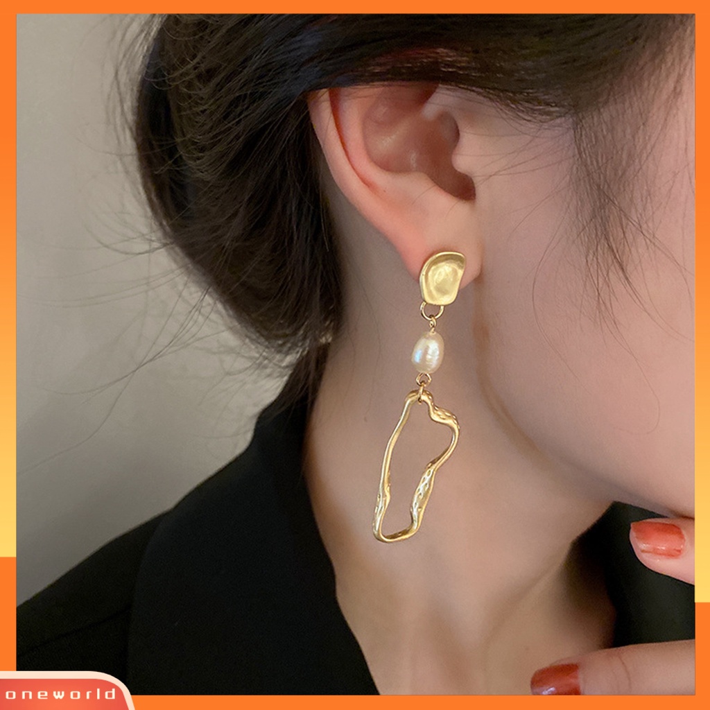 [WOD] 1pasang Anting Menjuntai Temperamen Hias Tidak Teratur Menarik Semua Pertandingan Perhiasan Hadiah Mutiara Imitasi Dekorasi Wanita Figure Wajah Bulat Liontin Drop Earrings Untuk Pacaran