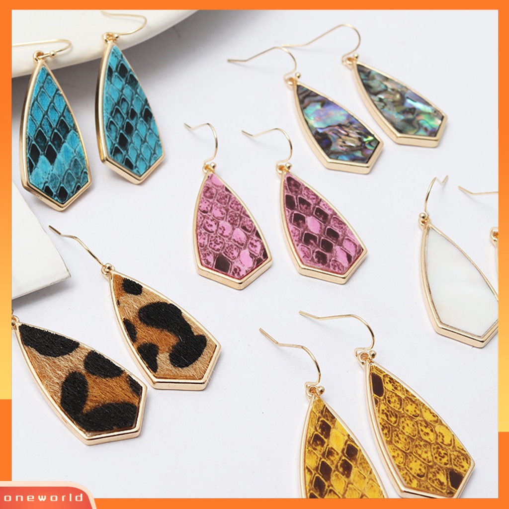 [WOD] 1pasang Anting Drop Simple Bahan Alloy Halus Motif Leopard Geometris Wanita Anting Kait Untuk Pacaran