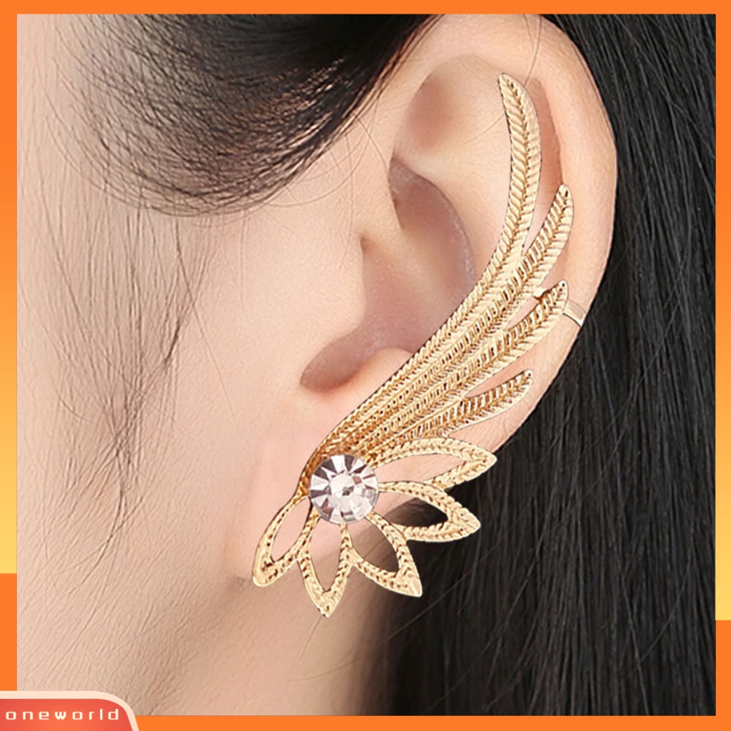 [WOD] 1pc Klip Anting Hollow Out Bentuk Sayap Vintage Tanpa Tindik Climber Cuff Earring Untuk Pesta