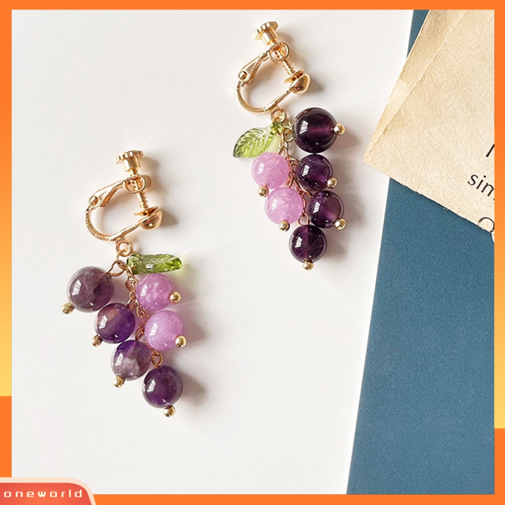 [WOD] 1pasang Hidup Menawan Menjuntai Anting Paduan Indah Buah Anggur Drop Stud Earrings Perhiasan Acessories