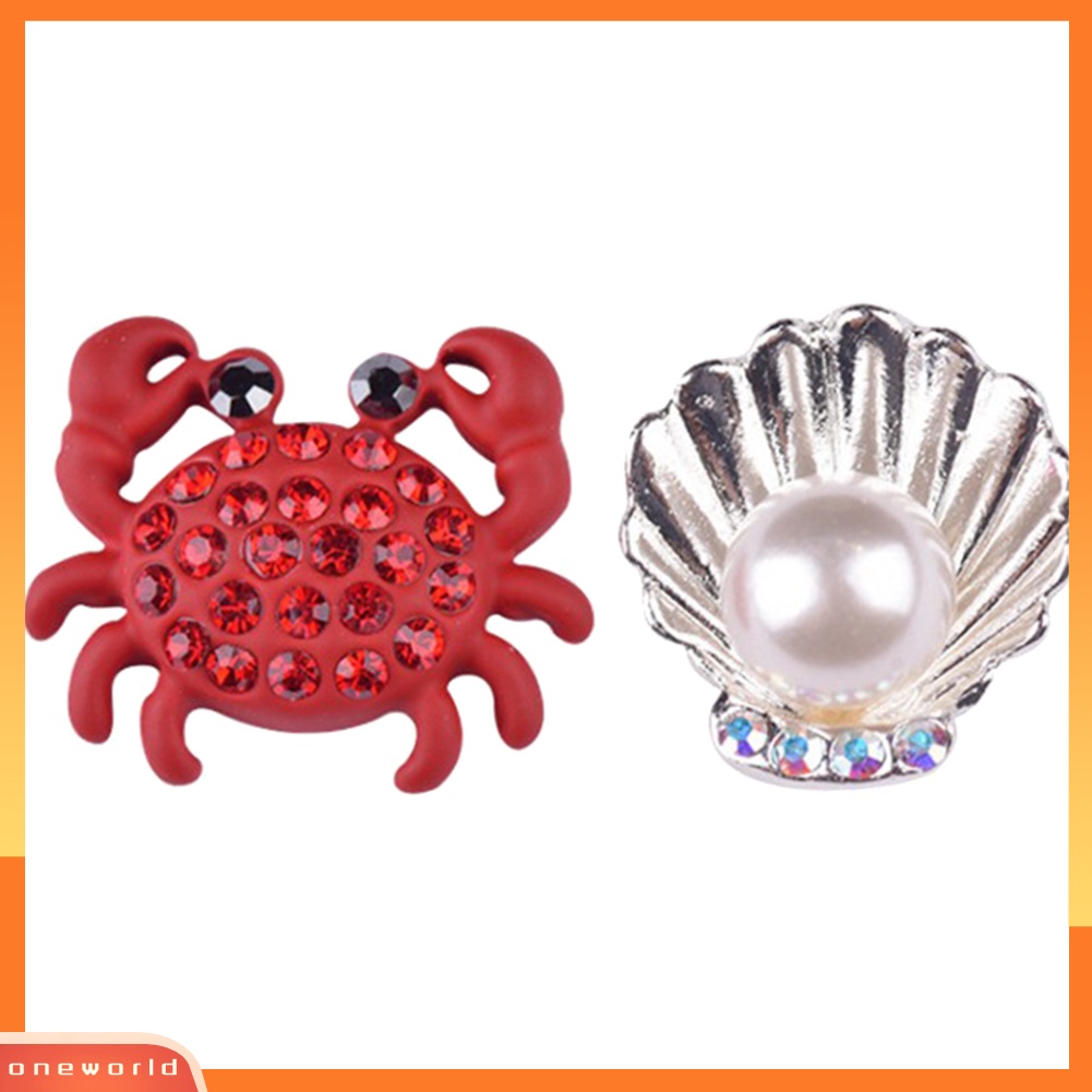 [WOD] Kepiting Lucu Faux Pearl Shell Berlian Imitasi Hias Asimetris Wanita Stud Earrings