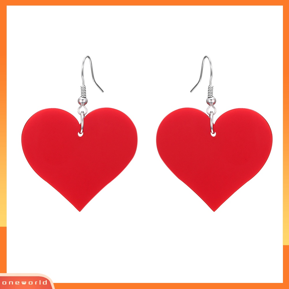 [WOD] Fashion Wanita Bentuk Hati Liontin Menjuntai Akrilik Drop Hook Anting Perhiasan