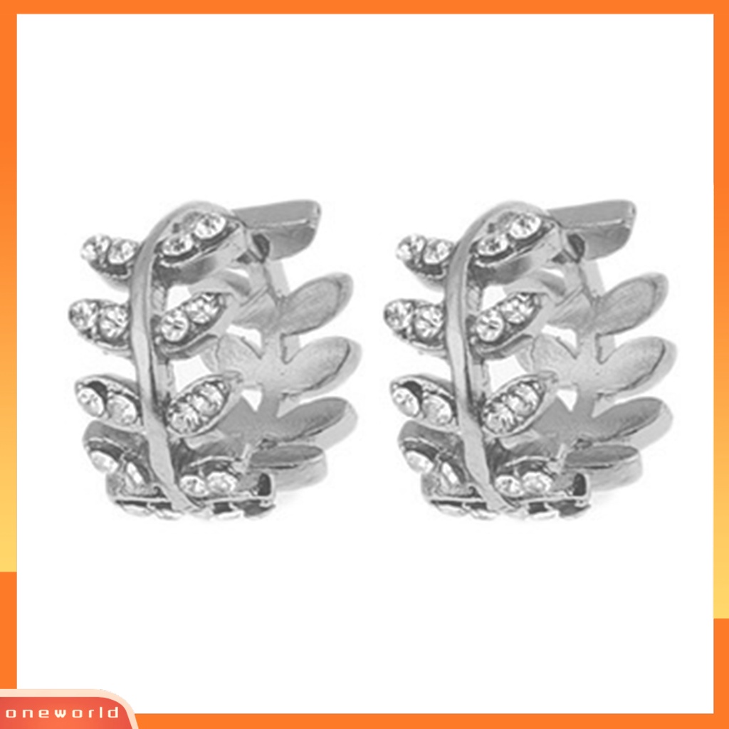 [WOD] 1pasang Huggie Earrings Tahan Korupsi Kelengketan Besar Warna Kontras Bentuk Daun Pesta Bulat Huggie Earrings Perhiasan Wanita