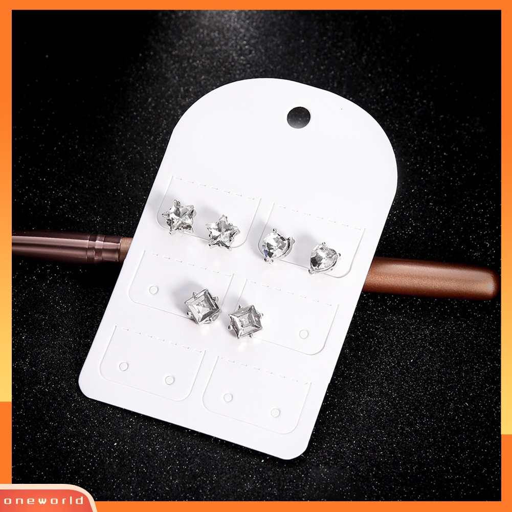 [WOD] 3pasang Lucu Bintang Persegi Peach Jantung Telinga Studs Set Gadis Belanja Perjalanan Anting-Anting