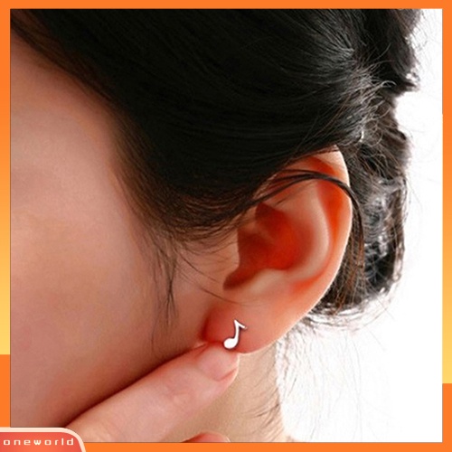 [WOD] Wanita Asimetri Kecil Nota Musik Ear Stud Earrings Perhiasan Charms Hadiah