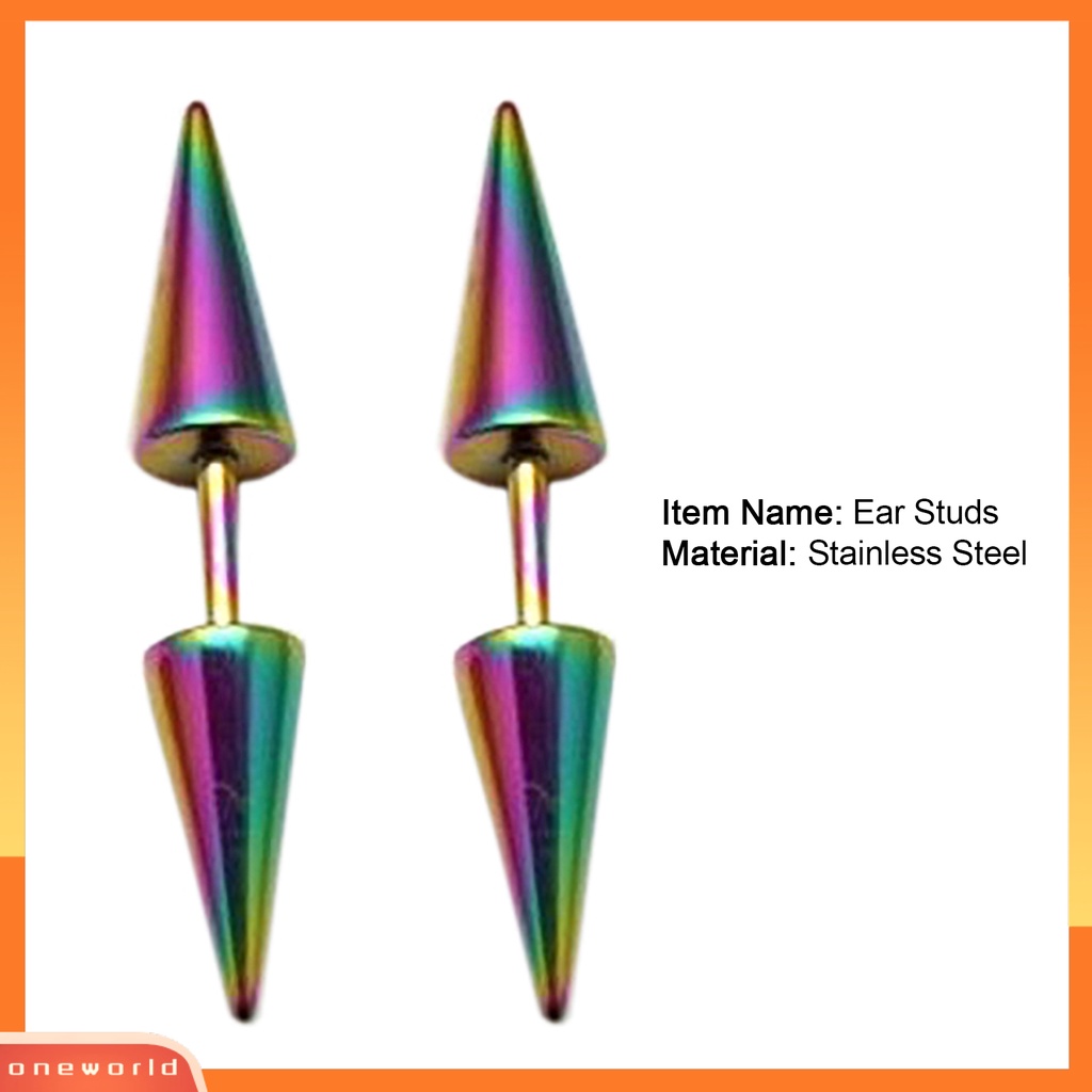 [WOD] 1pasang Stud Earring Pengerjaan Halus Wanita Aksesoris Portable Unisex Double Rivet Spike Earrings Untuk Pub