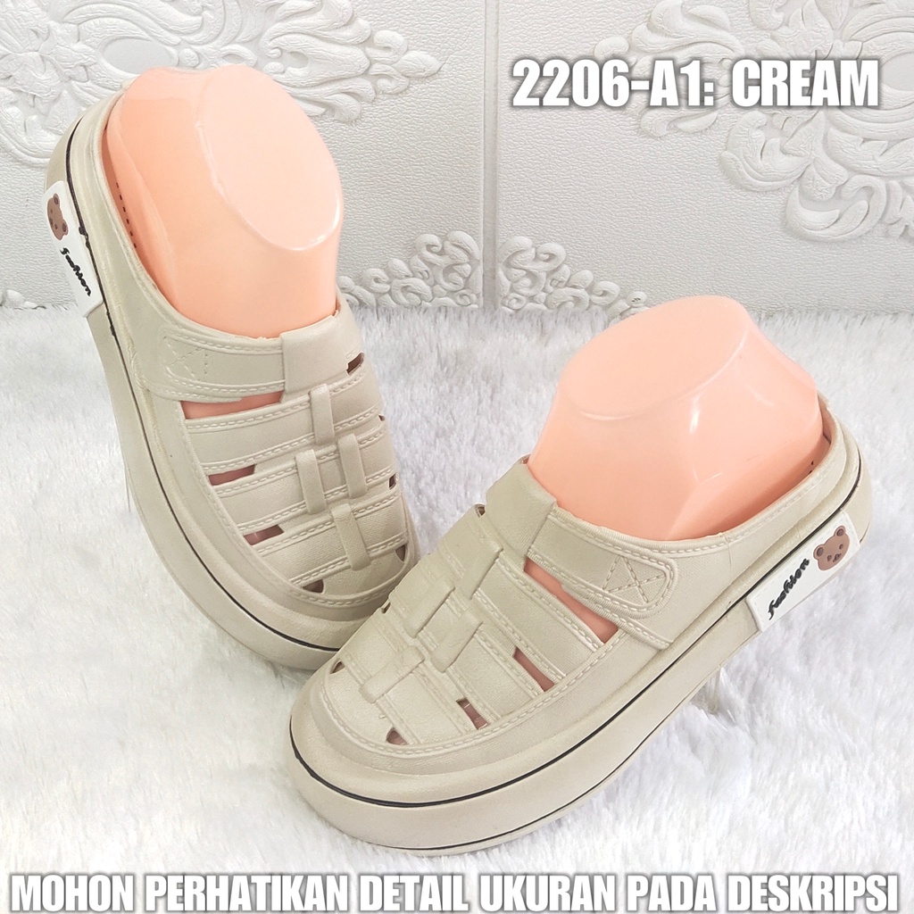 Sendal Bakpao Wanita 2206 A1 Sandal Karet Korea Kekinian AntiAir SDLWW