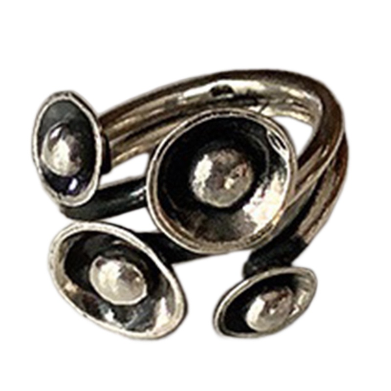 Thai Silver Color Desain Kepribadian Tidak Teratur Twist Oval Cincin Lebar Untuk Wanita Pria Fashion Kreatif Kualitas Tinggi Perhiasan Hadiah