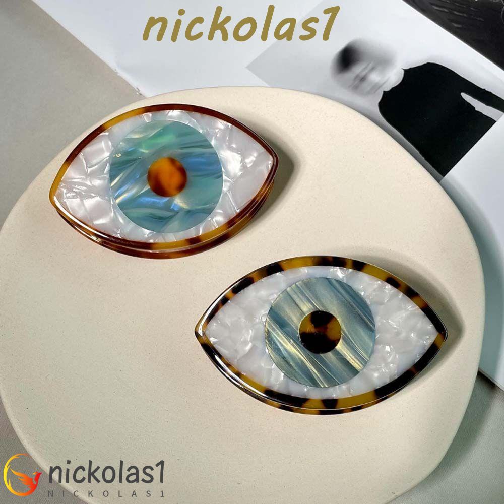 Nickolas1 Acrylic Hair Claw Lucu Simple Asetat Lembaran Oval Korea Klip Hiu Mata Biru