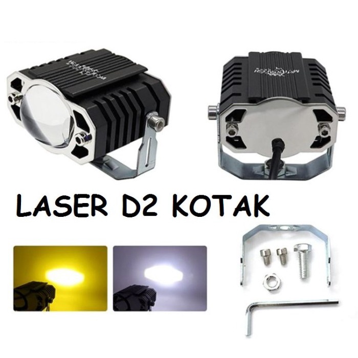 Lampu LED Laser D2 KOTAK MINI tembak sorot high low beam mobil motor SUPER TERANG