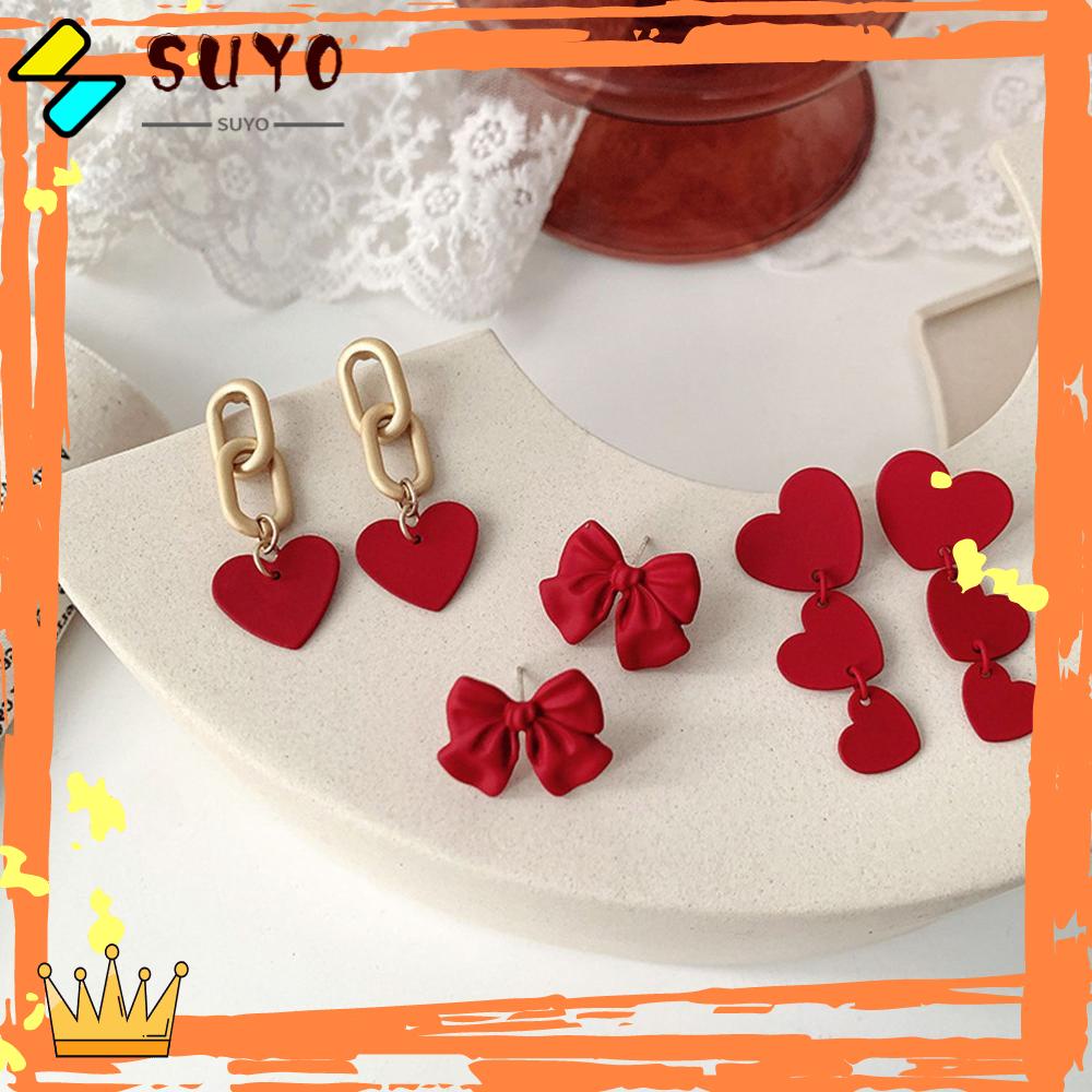 Suyo Anting Fashion Korea Style Bow Earrings Resin