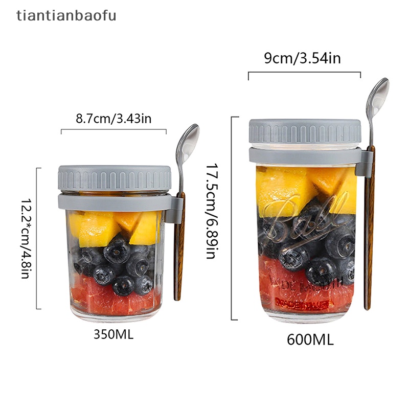 [tiantianbaofu] 350 /600ML Semalam Oats Susu Salad Buah Wadah Penyimpanan Makanan Breakfast Cup Boutique