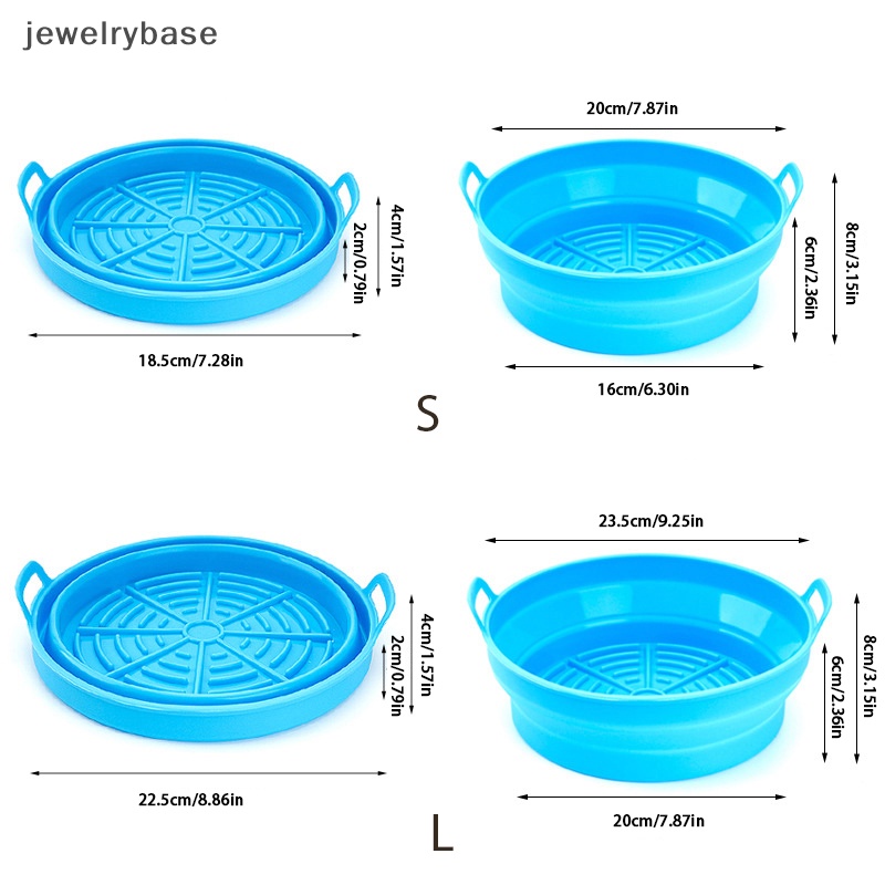 [jewelrybase] Silicone Air Fryer Pot Basket Liners Anti Lengket Lipat Aman Oven Baking Tray Butik