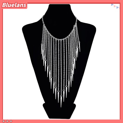 [BLS] Fashion Wanita Paku Keling Panjang Rumbai Liontin Kalung Punk Kerah Perhiasan Hadiah