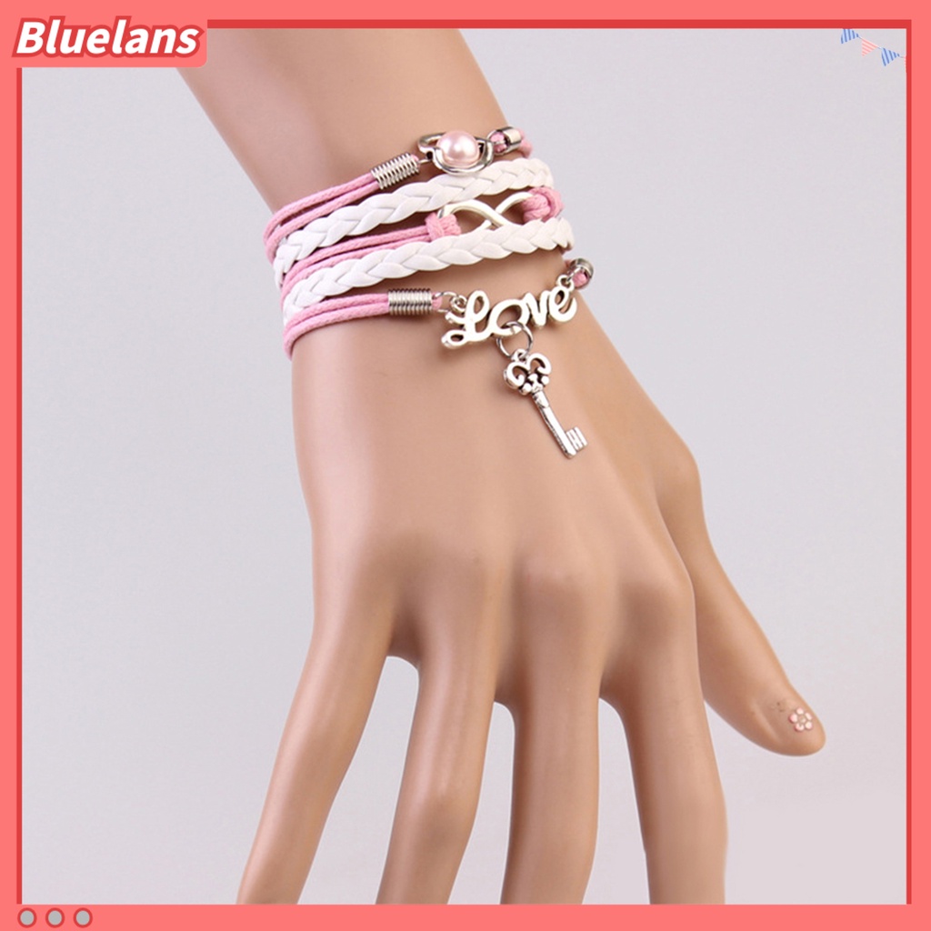 [BLS] 2pcs /Set Infinity Cinta Hati Kunci Lock Multilayer Gelang Persahabatan Perhiasan