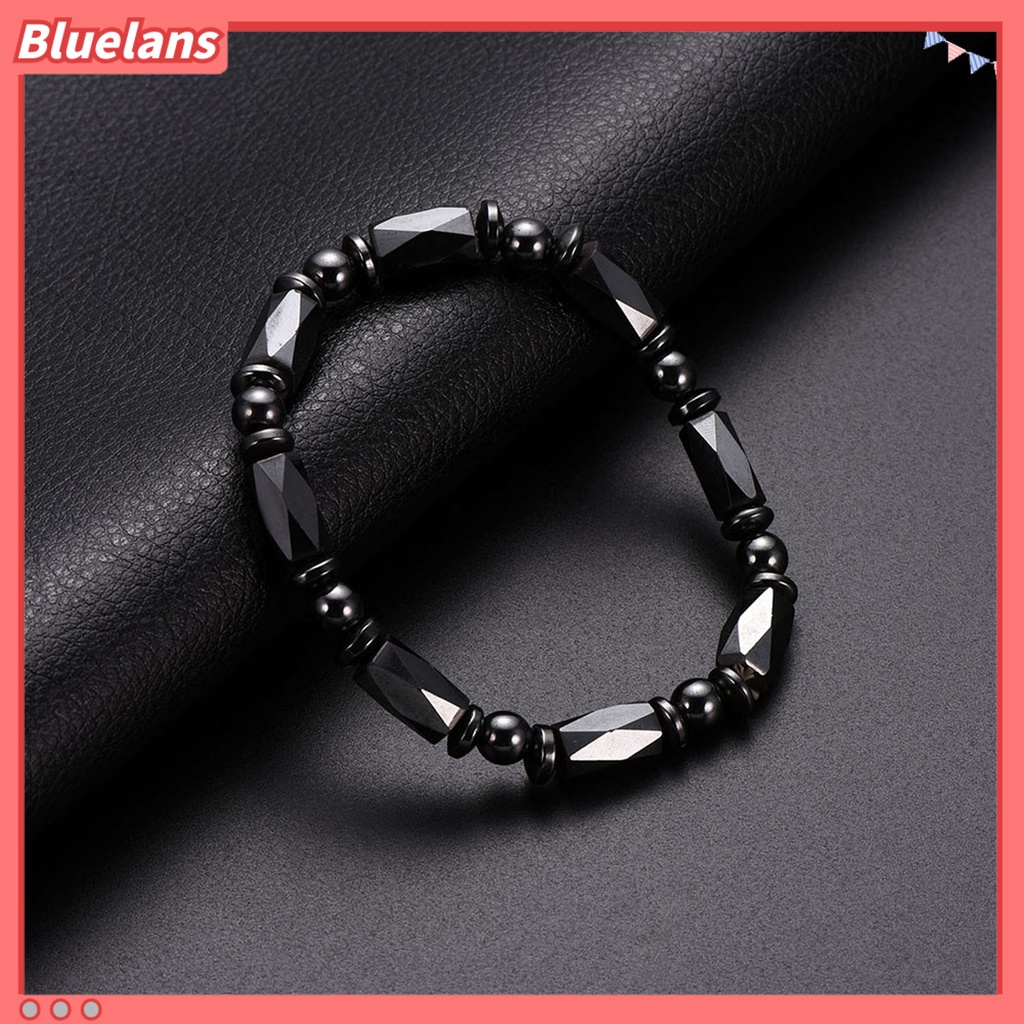 [BLS] Unisex Fashion Faux Hematite ic Manik-Manik Gelang Rantai Dekorasi Perhiasan Hadiah