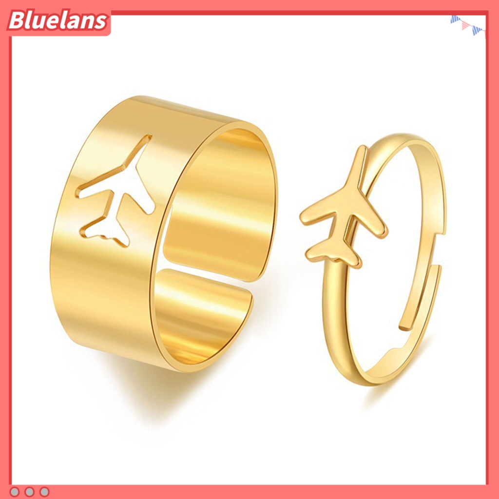 [BLS] 2pcs Cincin Jari Pesawat Bintang Bulan Hollow Pria Wanita Vintage Butterflies Rings Untuk Pernikahan