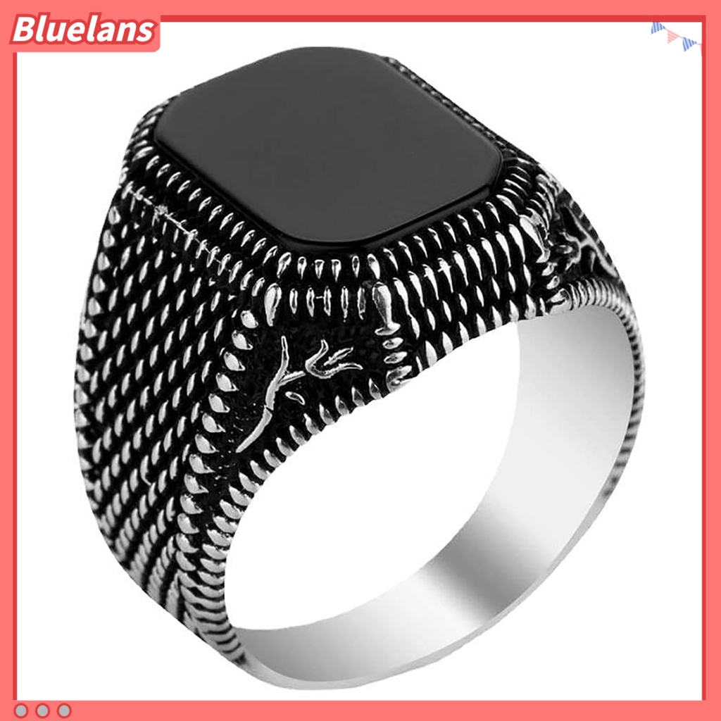 [BLS] Fashion Cincin Nyaman Bersinar Mewah Kepribadian Trendi Menghias Paduan Bertatahkan Permata Hitam Cincin Hadiah