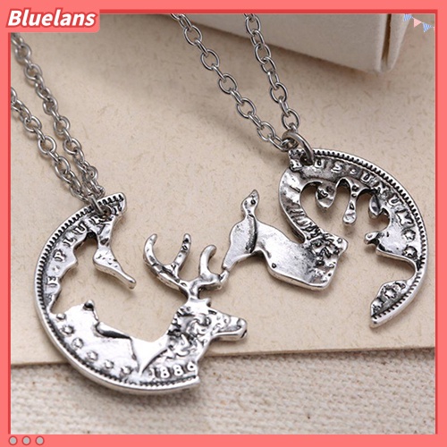 [BLS] 2pcs Unisex Lover's Vintage Deer Camel Pesona Liontin Rantai Kalung Jeweley