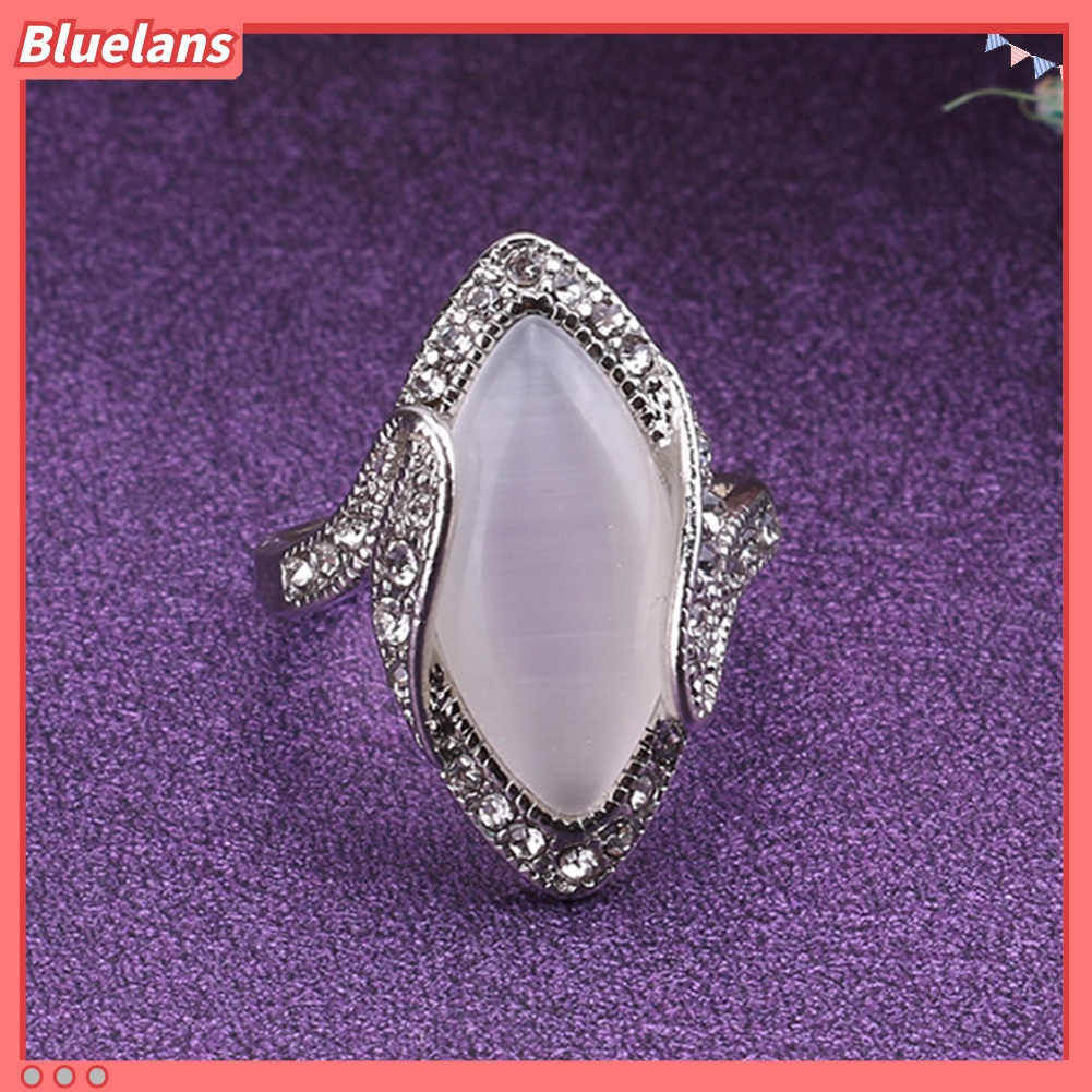 [BLS] Fashion Wanita Marquise Potong Batu Buatan Shiny Rhinestone Finger Ring Jewelry