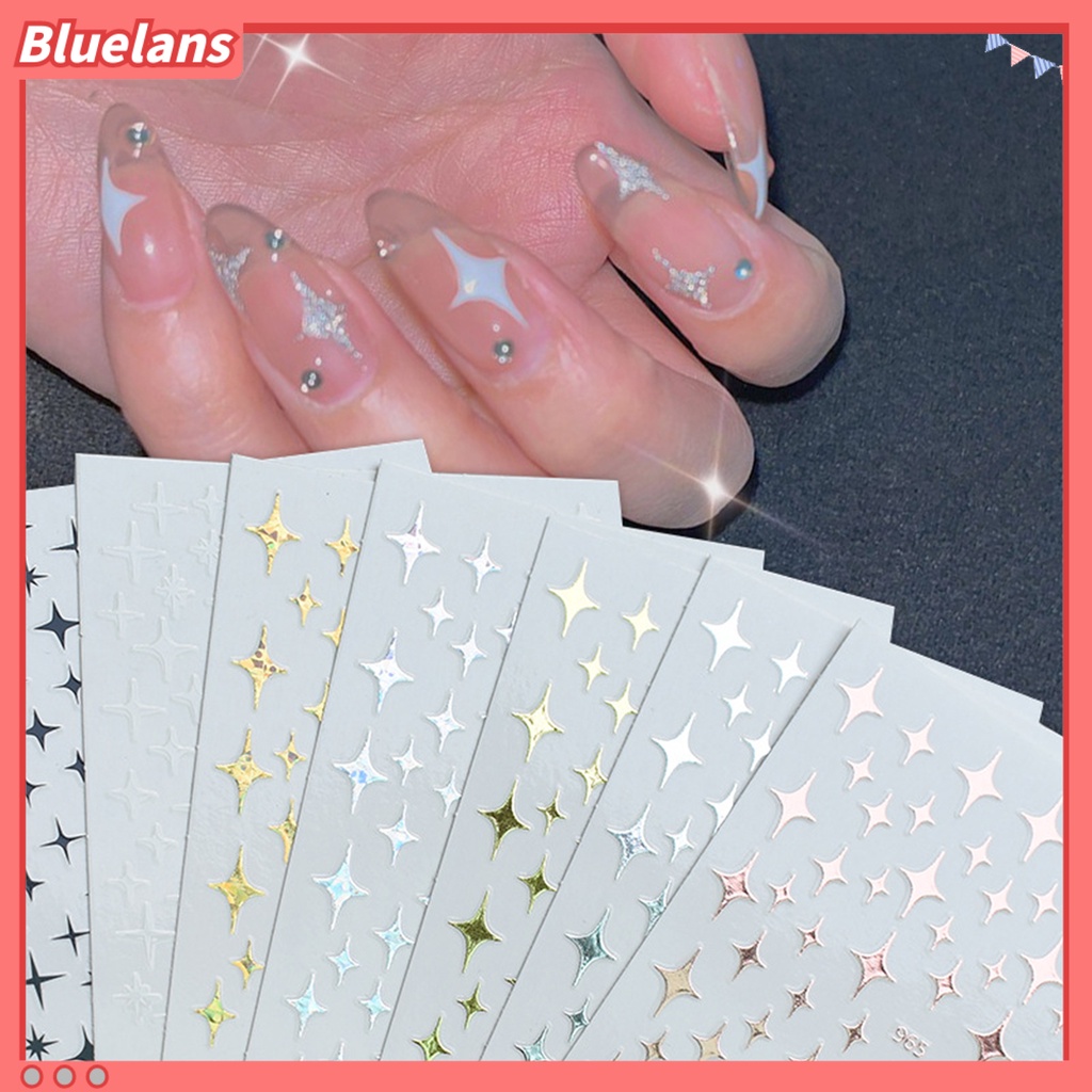 [BLM] 7pcs /Set Stiker Meteor Kuku Lem Belakang Mudah Ditempel Glitter Starlight Meteor 3D Manicure Stickers Untuk Perempuan