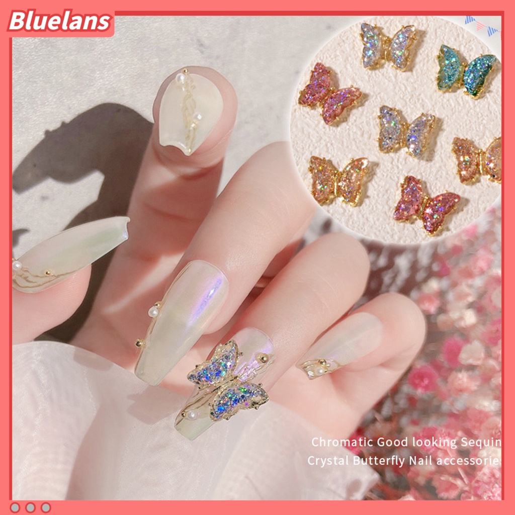 [BLM] Manicure Decoration Kuat Mewah Alloy Butterfly 3D Berlian Imitasi Hiasan Nail Art Untuk Wanita