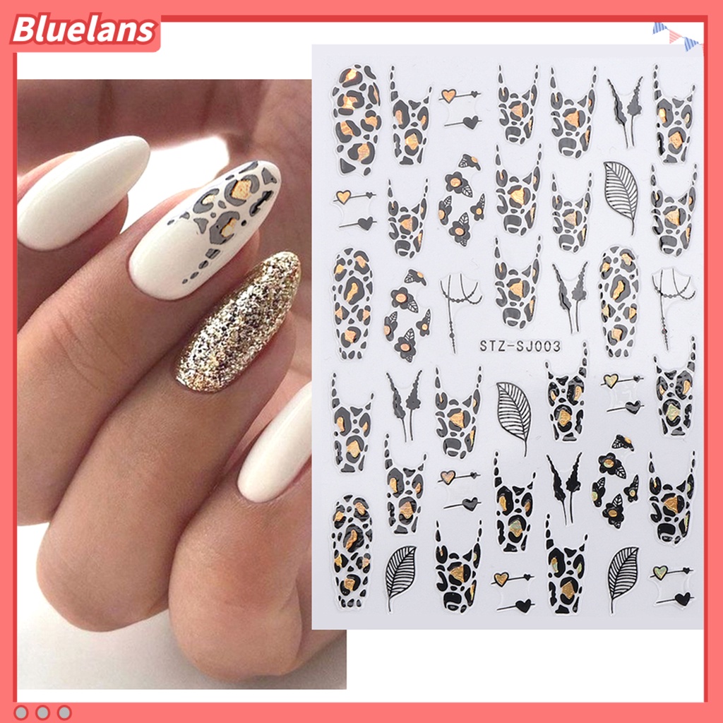 [BLM] 2pcs Dekorasi Kuku Indah DIY Ringan Two-tone Gilt Rose Nail Decals Untuk Wanita