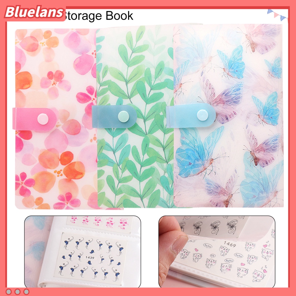 [BLM] Nail Decal Display Buku Pola Indah Multi-Kompartemen Plastik Kosong Tempat Penyimpanan Stiker Kuku Buku Susun Hadiah Ulang Tahun