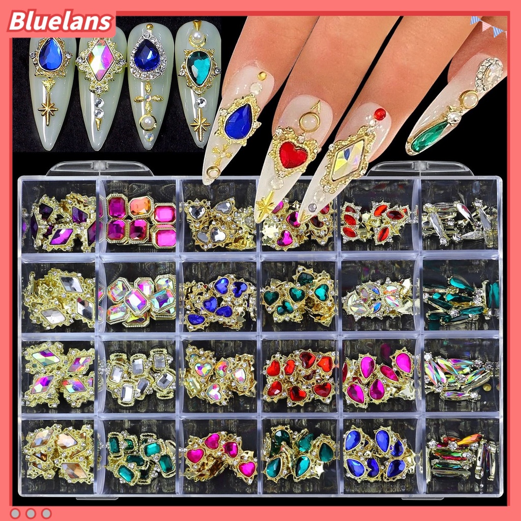 [BLM] 1kotak Nail Art Rhinestones Serba Guna DIY Glittery Fashion Multicolor Cinta Hati Kristal Rhinestones Ornamen Untuk Nail Art Belajar