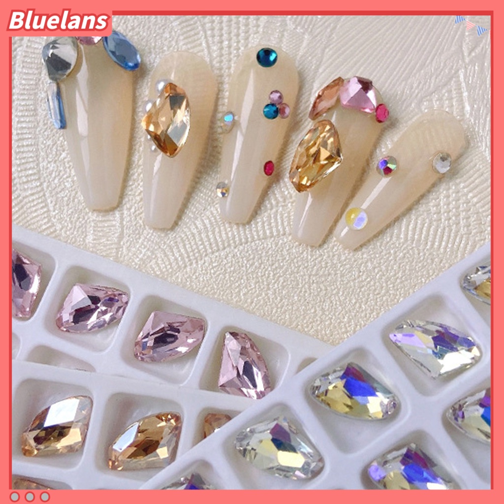 [BLM] 10pcs Nail Art Rhinestones Halus Efek 3D Glittery Mewah DIY Nail Art Mix Color Dekorasi Rhinestones Untuk Nail Art Belajar