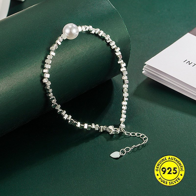 Gelang Mutiara Shell Hias Blok Perak Wanita U1852