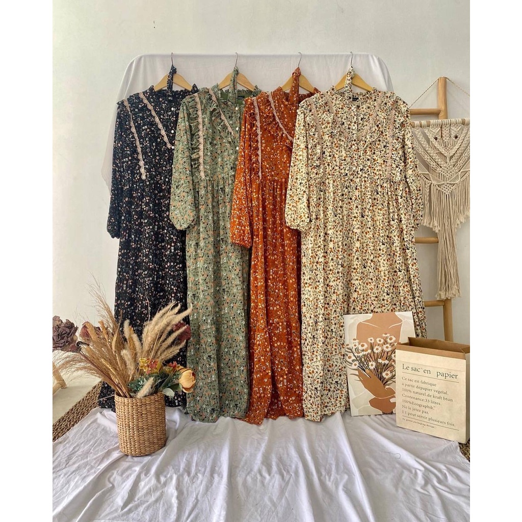 baju wanita/baju dress wanita panjang//DRESS WANITA - VINTAGE DRESS - PAKAIAN MUSLIM - CASUAL DRESS