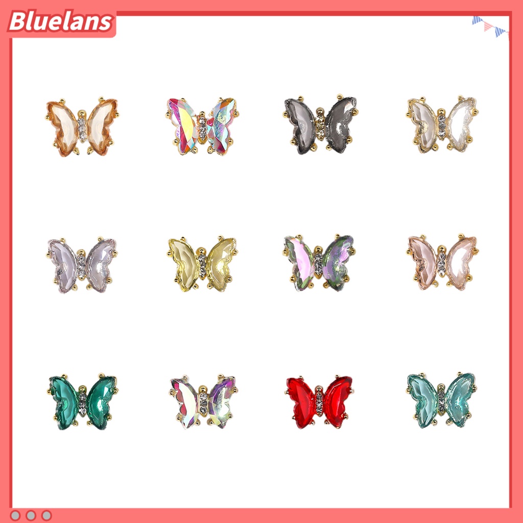 [BLM] 10pcs Nail Art Decor Tiga Dimensi Shiny Glitter Sparkling DIY Aksesoris Kuku Mini Kristal Palsu Pesona Kuku Kupu-Kupu Manicurist Supply
