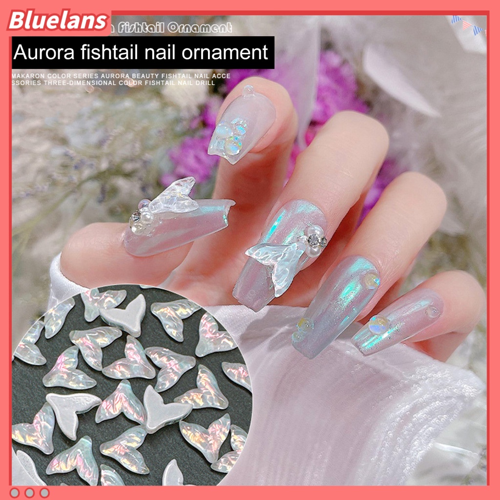 [BLM] 20pcs/bag Perhiasan Kuku Tiga Dimensi Mudah Tempel Indah Bawah Datar Hias DIY Kristal Imitasi Mermaid Tail Shape Nail Rhinestones Manicure Store Accessories