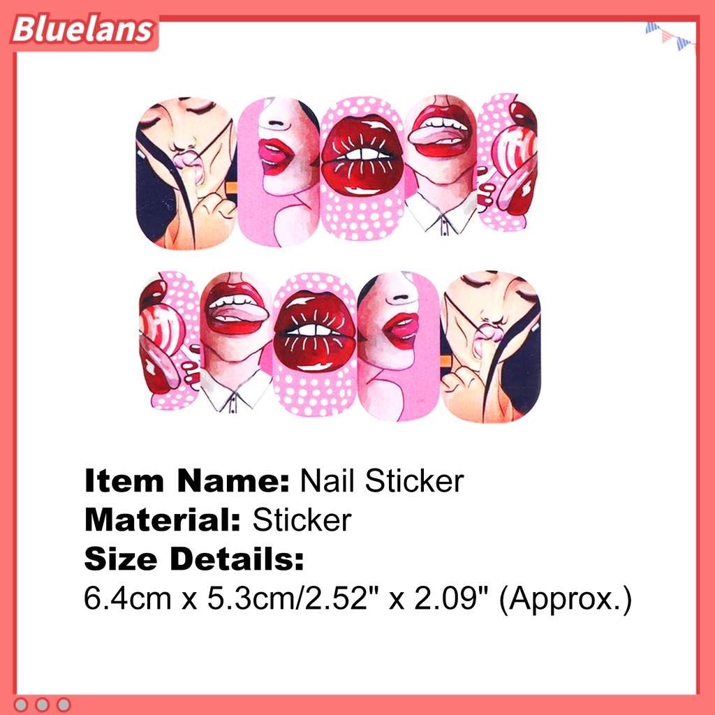 [BLM] 9pcs /Set Stiker Nail Art Sexy Sunfast Lips Shaped DIY Nail Art Decal Untuk Kecantikan