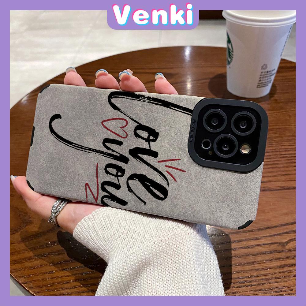 VENKI - Untuk iPhone 11 Case Leather Pupil Suede Case Soft Shockproof Airbag Case Camera Simple Hand Painted English Kompatibel dengan iPhone 14 13 Pro max 12 xr xs 7Plus 8Plus