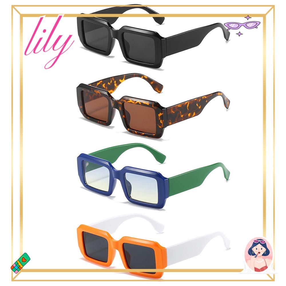 Lily Kacamata Hitam Persegi Panjang Untuk Wanita Y2K Candy Color UV400 Protection Desain Retro