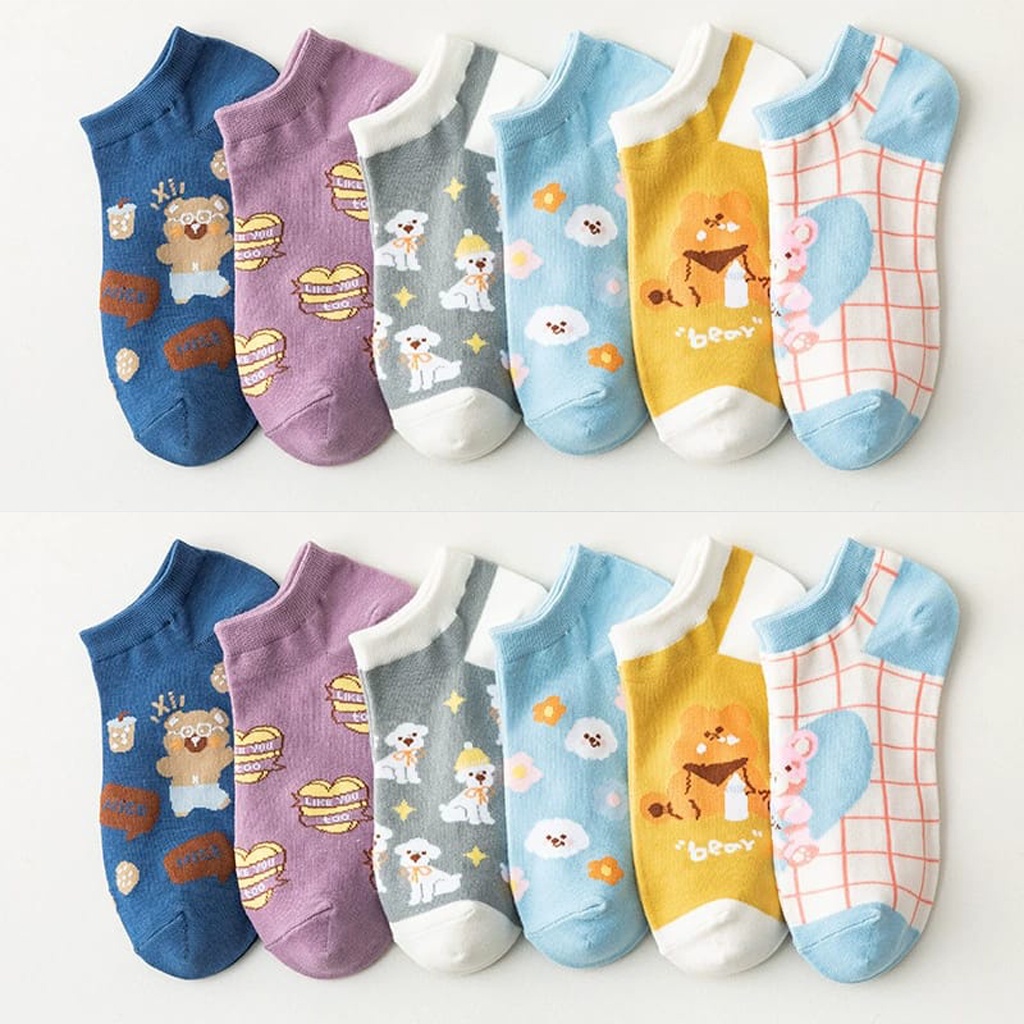 ❤️GTB❤️ Kaos Kaki Fashion Wanita Korea Style Motif Kartun Karakter Women Sock Import KK120
