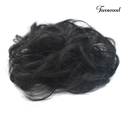 Twowood Wanita Messy Wavy Hair Bun Extension Ikat Rambut Elastis Sopak Wig Rambut Ring